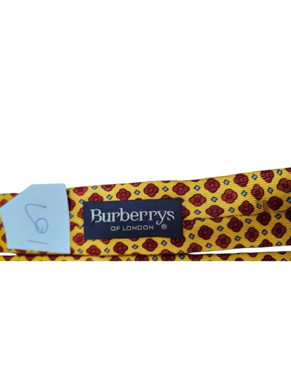 Vintage Burberrys of London 100% Silk Yellow Red Medallion Necktie Italy